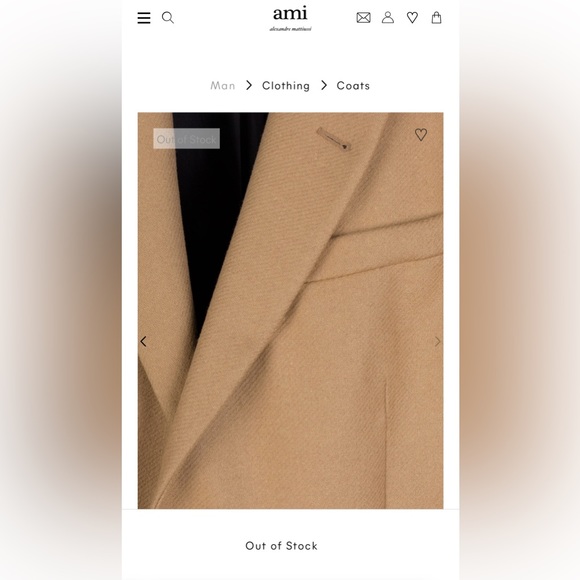 AMI Paris Alexandre Mattiussi - virgin wool camel coat (size M / size 50 French) - Picture 4 of 11